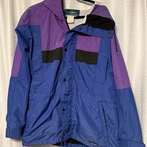 Vintage Sunbuster L.L. Bean Men's Two-Tone Blue and Purple Raincoat